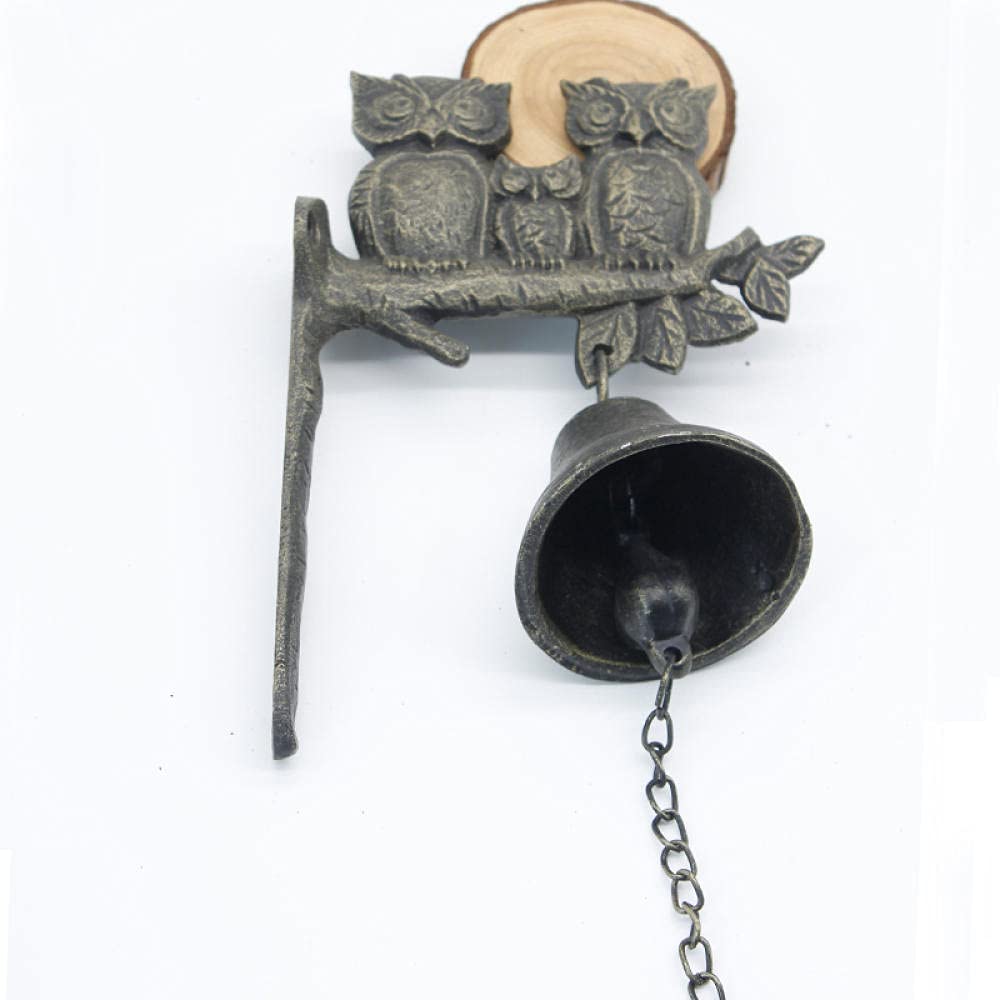 Sonnette hibou en fonte au style rétro pour décoration de jardin