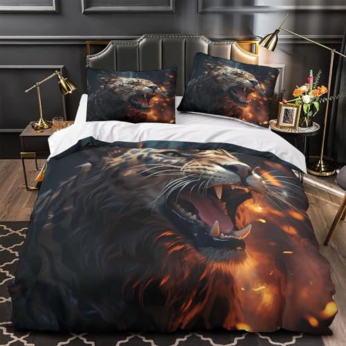Housse de couette léopard 3D douce anti-plis lit enfant - 2