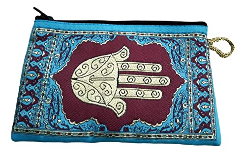 Turkish Coin Purse Zipper Rug Design small Cosmetic Hamsa Bag