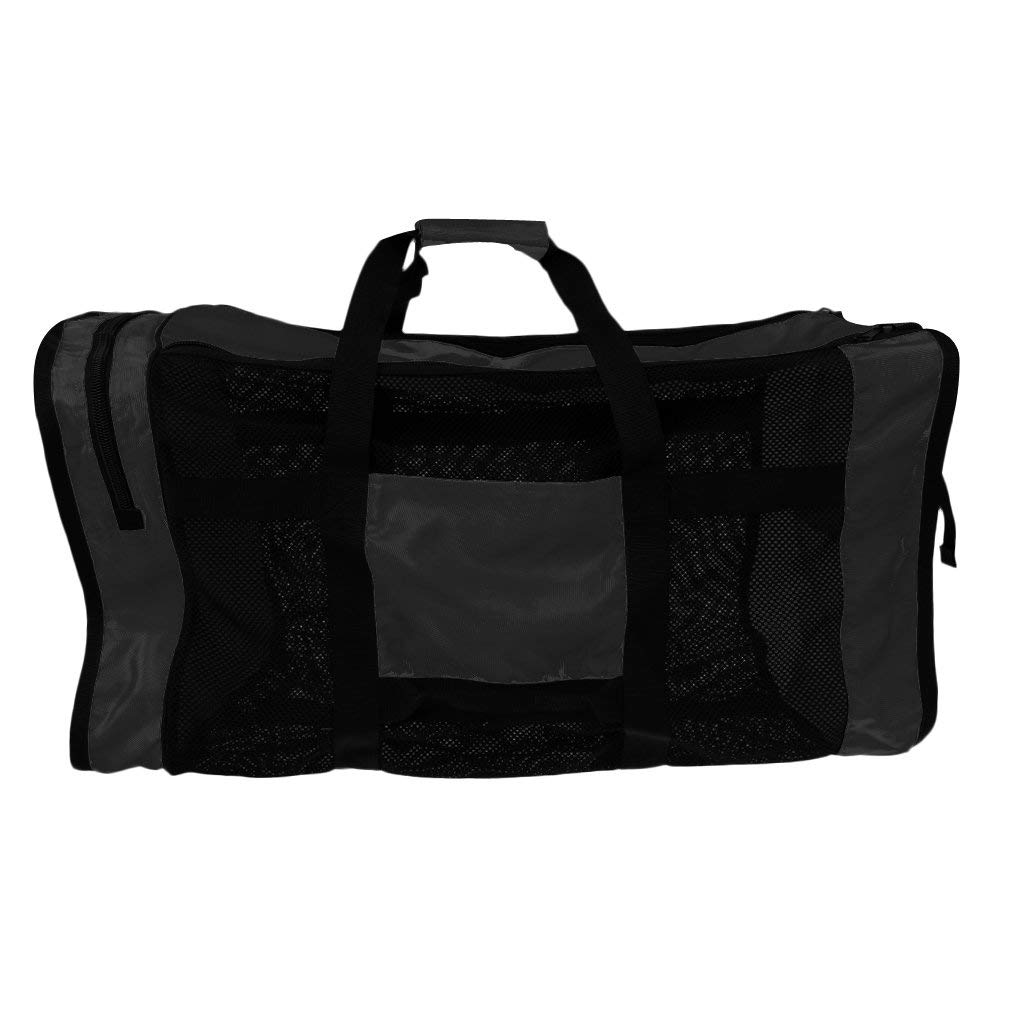 Inzopo Heavy Duty Foldable Mesh Dive Bag Duffel Bag Storage Pouch for Diving Scuba Snorkeling Gear Black