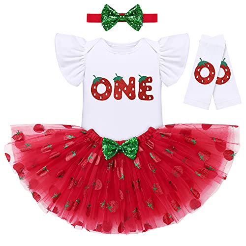 IBTOM CASTLE Baby Girls Pineapple/Strawberry/Avocado/Lemon Fruit Birthday Party Outfit Tutu Skirt Leggings 4pcs Clothes Set