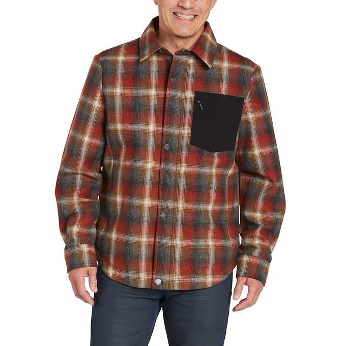 PENDLETON Men's Polyfill Insulation Wool Blend Shirt Jacket (US, Alpha, Medium, Regular, Regular, Red (Rust Gray Plaid))