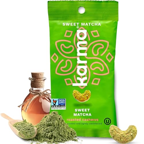 Image of Sweet Matcha Cashews with Skin by Karma Nuts, Whole, Sweet, Roasted, Vegan, Gluten Free, Low Net Carb, Natural, Everyday Nut Snack, 1.5 Ounce (12 Snack Packs)