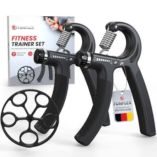 FUNFLEX Handtrainer Fingertrainer, Griffkraft Trainer 2er Set, 5-60kg...