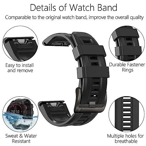 Koelaa 22mm Silicone Strap Compatible with Garmin Descent G2/Descent G1/Fēnix 8 Pro/8/E 47mm/Tactix 8 47mm/Fenix7/Solar/6/5 - Image 2