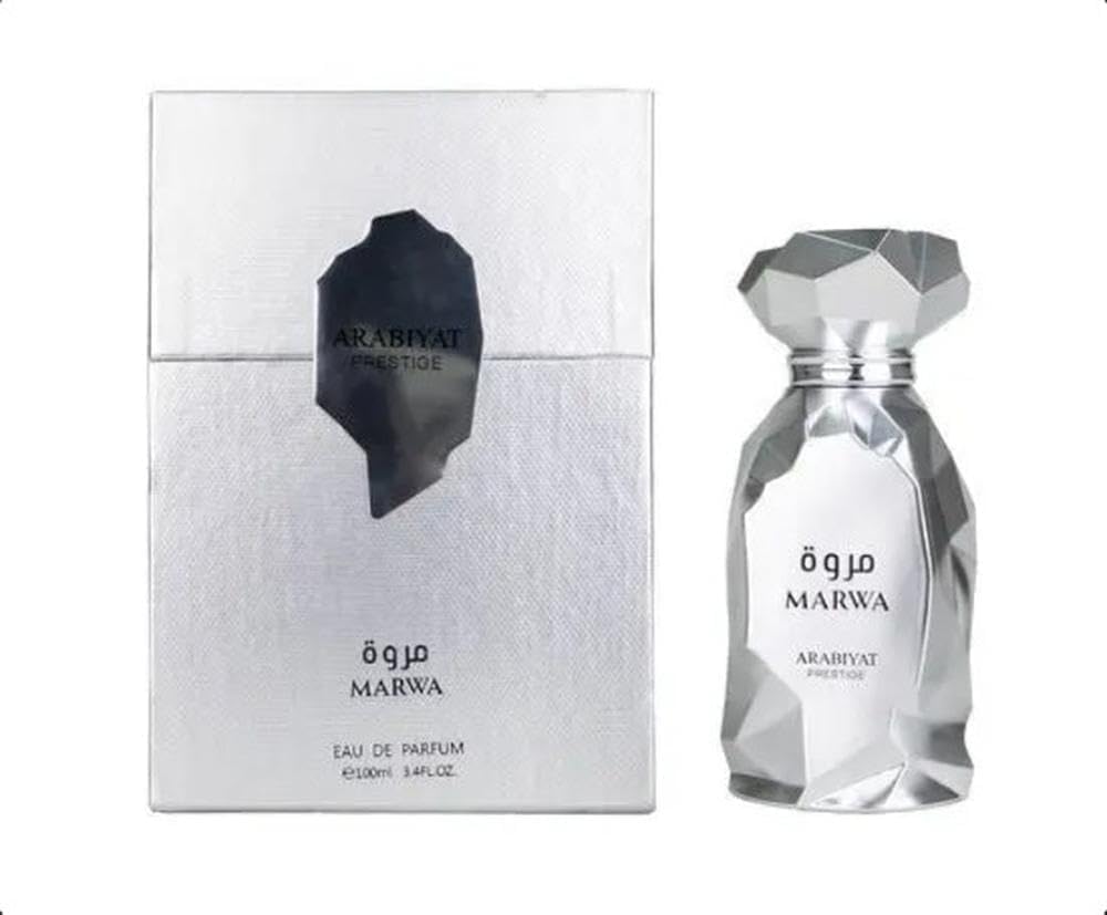 Arabiyat Prestige Marwa Eau de Parfum 100 ml Plata Perfume Hombre Sin Embalaje Embalaje Solo En Bolsa, Fabricado en los Emiratos Árabes Unidos