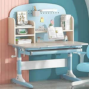 Bureau met plank Studiebalie Kinderbureau Studiebalie Schrijven Bureau Student Home Desk Studie Desk witte computer bureau (Color : Blue)