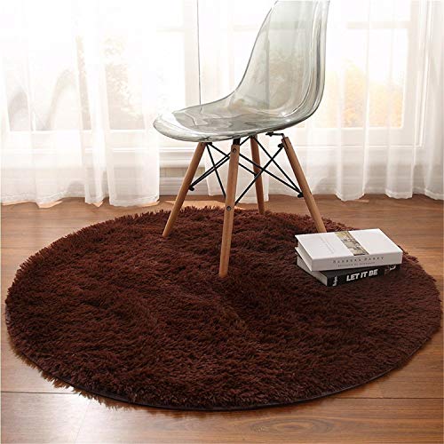 LIYINGKEJI Tapete redondo para quarto de crianças tapetes crianças Play super suave sala de estar ou quarto Home Shaggy tapete 120 cm de diâmetro (47 polegadas de diâmetro) (café, redondo 120 cm)