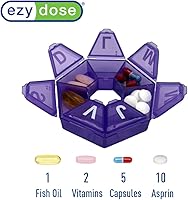 Vista 2 de EZY DOSE - Organizador semanal de pastillas, caja para medicamentos y planificador de vitaminas, planificador de pastillas para viajes, de 7 lados