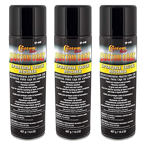 Custom Shop Sprayable Bedliner for Truck Beds & Touch-Ups (3 Pack) - 14.4oz Aerosol Can, Durable, Bed Liner - Spray on Bed Liner, Black Textured Coating