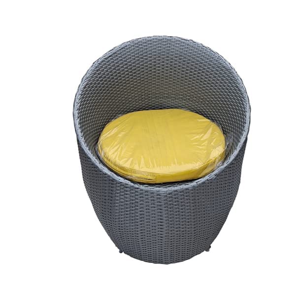 Image of Artic Fashion Apple Chairs Table Set 4+1 Wicker Patio Furniture Sets 4 Chair and 1 Table with Cushions for Garden Balcony Bedroom Powder Coated Frame Uv Protected Wicker (Grey+Yellow)