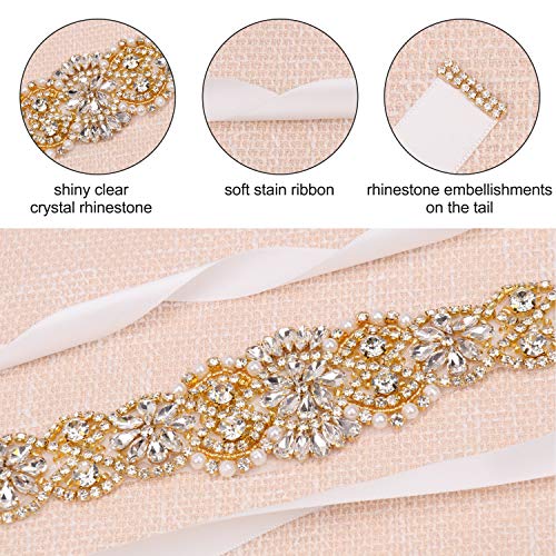 Women's Clear Crystal Rhinestone Sash Wedding Belt for Bridal Gowns3