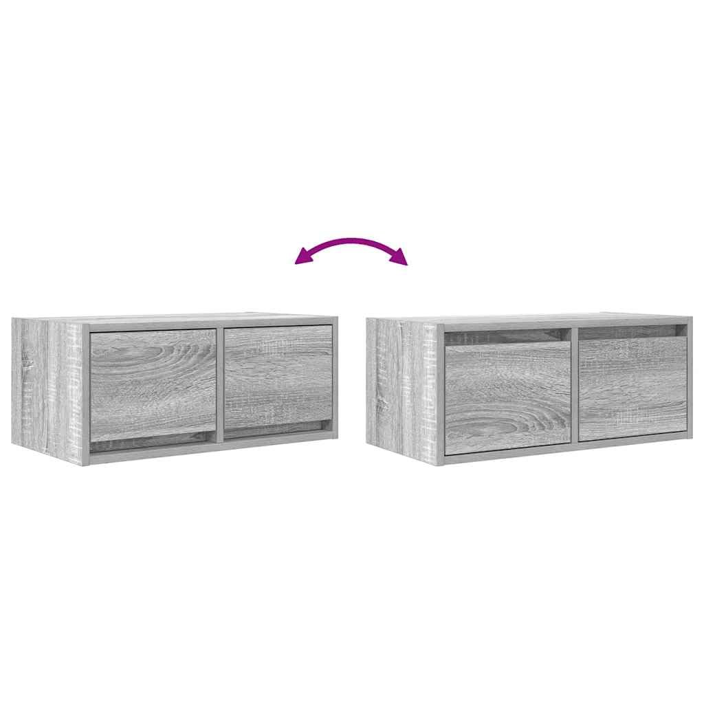 Mobile TV grigio Sonoma, 60 x 31 x 25,5 cm, con 2 cassetti, montaggio a parete, per soggiorno, camera da letto, credenza