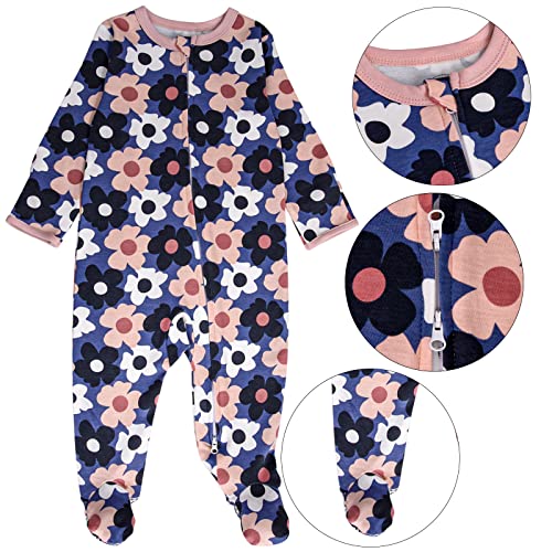 Baby Footed Pajamas with Mitten Cuffs - 3 Pcs Girls Boys Footie Sleeper Newborn, Zipper Footies Sleep 'n Play2