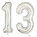40inch Silver Foil 13 Helium Jumbo Digital Number Balloons, 13th Birthday Decoration for Girls or Boys,13 Birthday Party Supplies