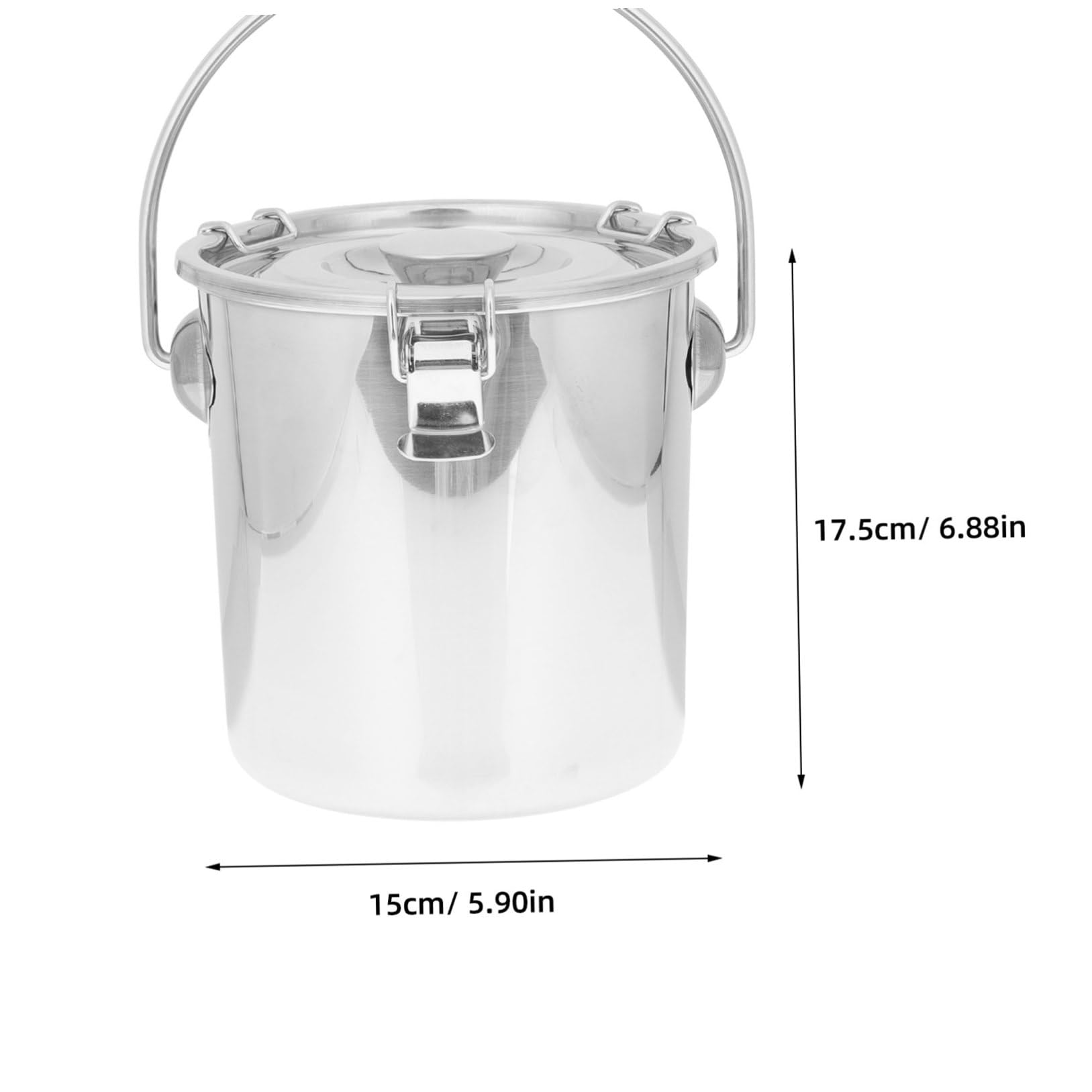 Seau Hermétique en Acier Inoxydable 16X16 CM Seau Étanche Fermeture à Clip pour Extincteur de Camping et Rangement la Cuisine Articles Ménagers Essentiels
