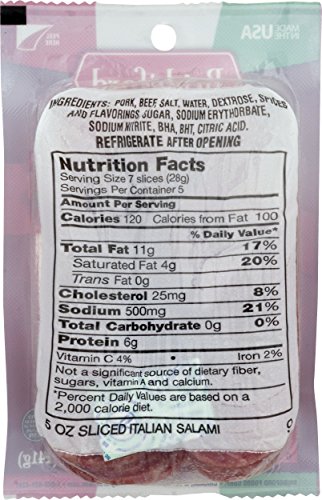 Bridgford Sliced Italian Salami, Gluten Free, Made in the USA, 5 Oz, Pack of 3 - Thumbnail 2
