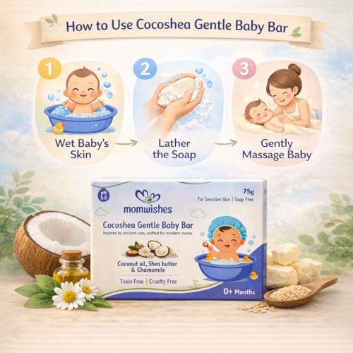 Image of Cocoshea Gentle Baby Bathing Bar (75g) - Soap-Free, Newborn Soap for Sensitive Skin. With Coconut Oil & Shea Butter