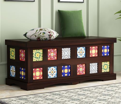 Image of The Attic Jaipur Storage Box, Multipurpose Cabinet for Living Room & Bed room Storage, Solid Wood Classy storage, Walnut Matte Finish