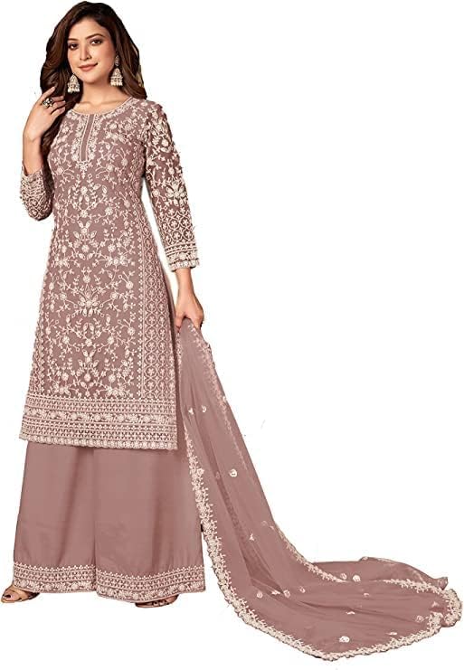 Wedding Party wear Embroidery Worked Ready to Wear Anarkali Sharara Palazzo Suit