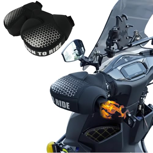 ★防水力&保温力UP!反射素材で夜間も安全★ネオプレーン製 バイク用ハンドルカバー 防風 防寒 防水 保温 バックル固定 取付簡単 オートバイ 自転車 キックボード 冬用 洗える 繰り返し使用可能