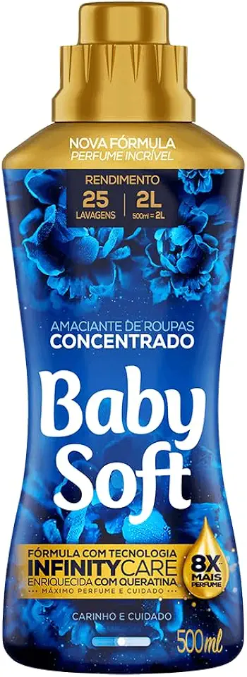 Amaciante Concentrado Toque de Carinho 500ml, Baby Soft, Azul, Pequeno