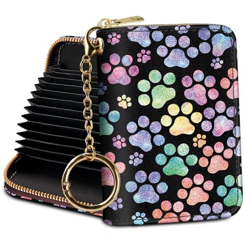 Puppy Dog Paw RFID Card Holder Wallet with Keychain