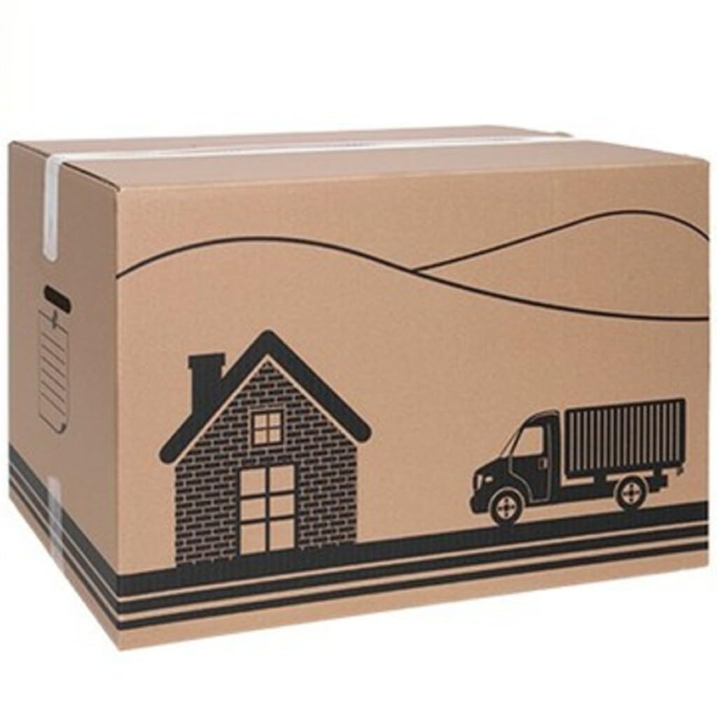 BricoLoco Lote 10 Cajas de cartón para almacenaje, mudanza, embalaje, ropa, envíos paquetes, archivo, ordenación. Multiusos. Tamaño grande 80x40x40 cms. Con asas.