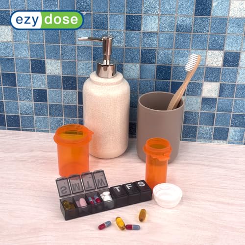 Image of EZY DOSE Weekly (7-Day) Daily Pill Organizer, Vitamin Planner, Medicine Container, Case for Supplements and Fish Oils, Convenient and Easy to Use, Medium Compartments, Travel Friendly, Black, BPA Free