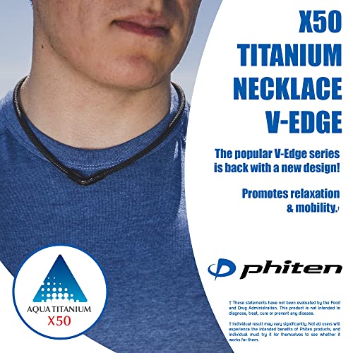 Phiten X50 Titanium V-Edge Necklace - Durable Polyester and Metallic Woven Rope, Permeated with Premium Aqua-Titanium and Micro-Titanium Spheres for Sports, Gym, Athletics with Easy Clip On V-Shaped Front Clasp for Men and Women, 20 inch2