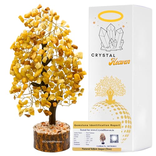 Image of Crystal Heaven Certified Yellow Jasper Tree for Good Luck - Healing Crystals Money Tree for Wealth, Positive Energy at Home Office - Decorative Spiritual Gifts for Vastu, House Warming, 25 cm