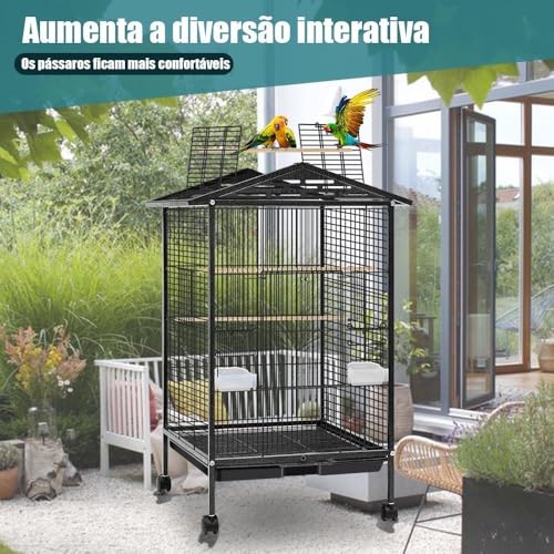Gaiola para Calopsita, 86 * 46 * 46cm, Viveiro para Papagaio Grande, Viveiro para Calopsita, Gaiola