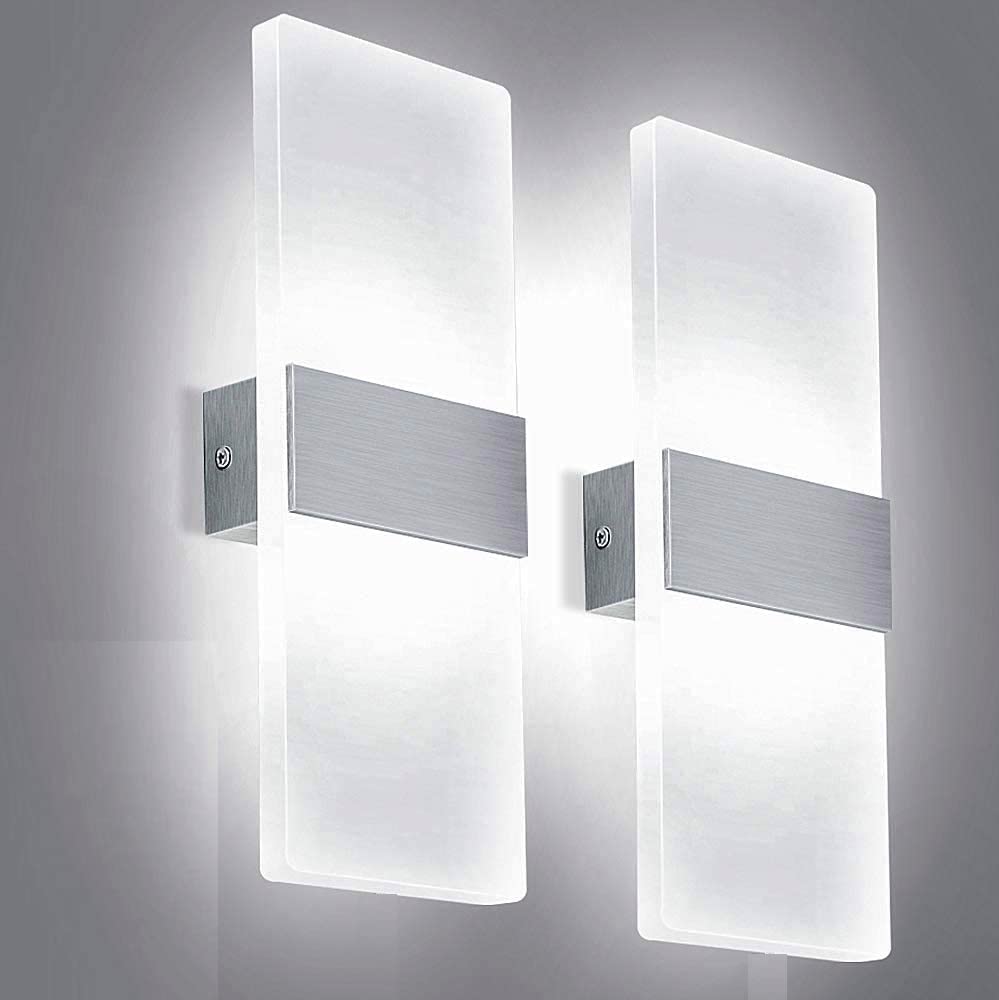 Groeien (Pack of 2 15 Watts Rectangular Acrylic LED Wall Lamp- White (2)