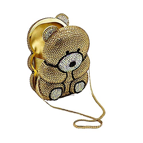 Image of Boutique De FGG Bear Evening Bags and clutches for Women Formal Crystal Clutch Purse Party Animal Rhinestone Handbags,Mini