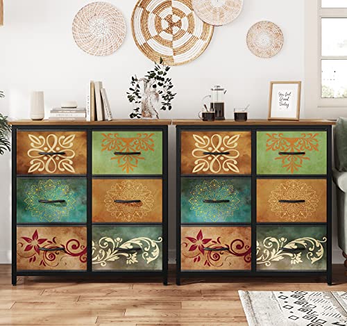 Aogllati Dresser, Dresser For Bedroom With 6 Drawers, Chest Of Drawers, Storage Dresser Organizer For Living Room, Closet, Hallway, Nursery, Sturdy Metal Frame, Wood Top, Rustic Brown #TOP6