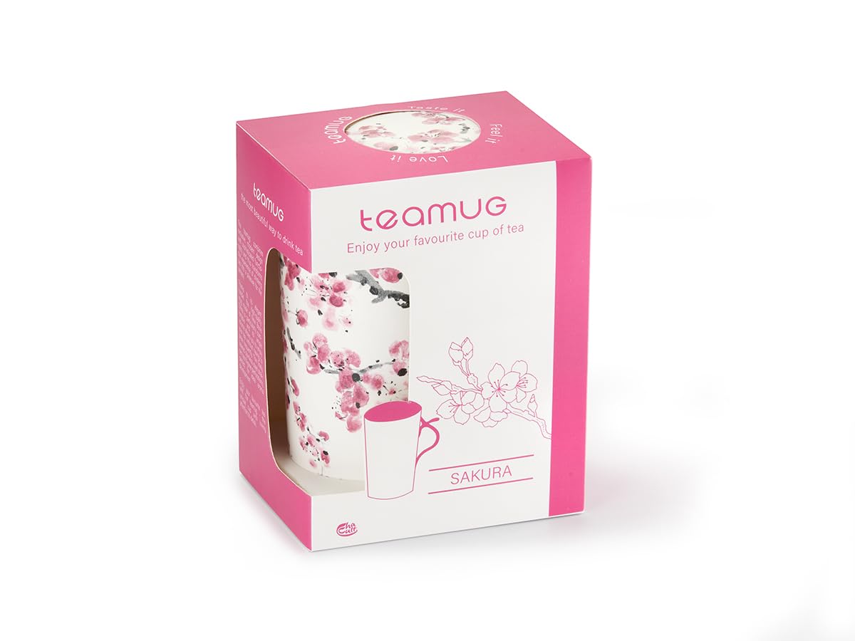 Teemando teamug „Sakura" New Bone China-Kräuterteetasse, matt mit Edelstahlsieb, 0,4 l H 15 cm, Ø 8,8 cm
