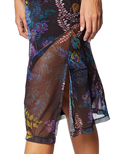 Sommer Saia Midi Tule Feminino, M, Preto/Laranja/Azul