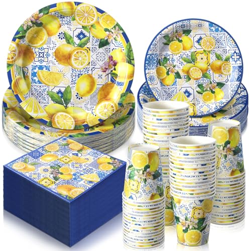 Assiettes et serviettes de table Capri Citron au design élégant