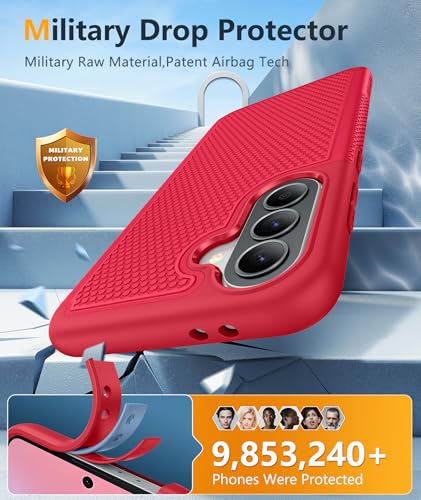 Image of FNTCASE for Galaxy A37-5G Phone Case - Samsung Military Grade Drop Protection Cases, 14ft Drop Tested, Screen Protector Included, Anti-Slip Matte Textured, TPU+PC Dual Layer Shockproof Cover (Red)
