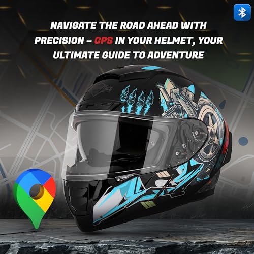 Image of Steelbird SBH-32 Trickster Bluetooth ISI and Dot Certified Full Face Helmet for Men and Women with Inner Smoke Sun Shield