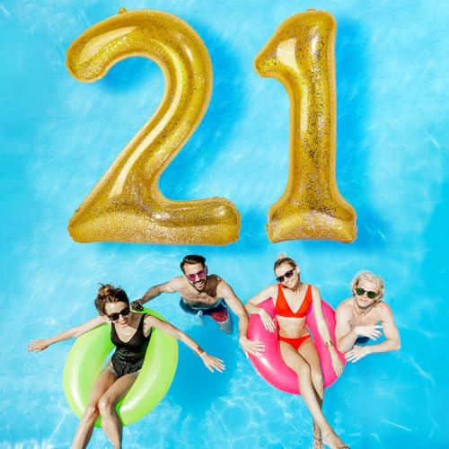 HyDren 48 Inch Inflatable Number Pool Float - Giant Balloon Style Birthday Pool Party Decoration,...