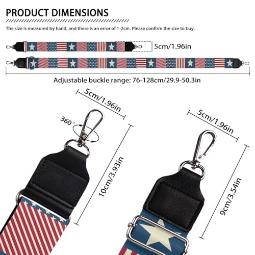 Image of GLENLCWE USA Flag Print Wide Purse Strap Replacement USA Flag Print Crossbody Handbag Shoulder Strap Adjustable Bag Straps Replacement