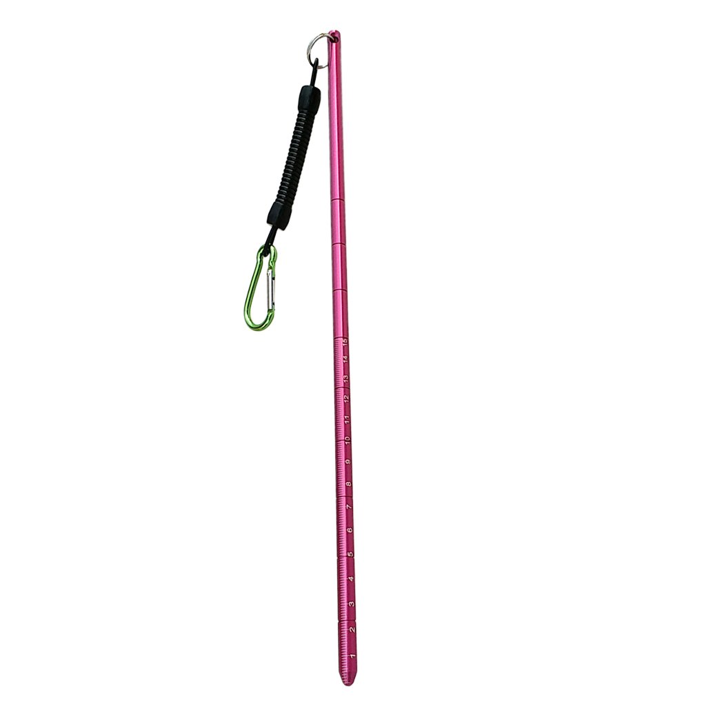 D DOLITY Aluminium Riffstab Taucher Zeigestab mit 34 cm Spiralverlängerung bis 65cm Karabinerhaken für Tauchen Schnorcheln Unterwasser Sport - Rose Rot