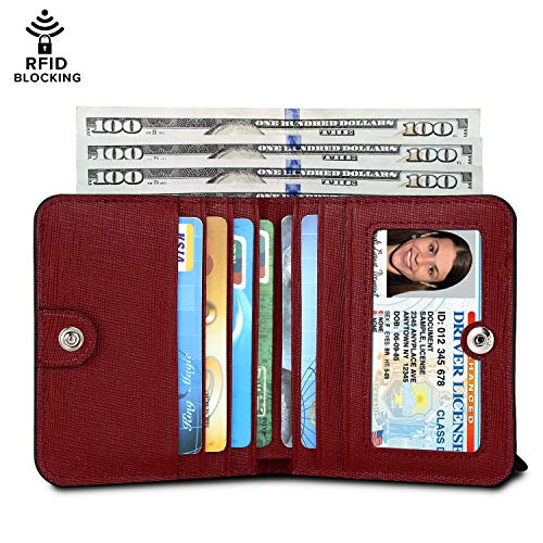 YALUXE Genuine Leather Small Wallets for Women Ladies Mini Coin Purse Cash Card Holder RFID Protected Compact Thin Pocket Size3