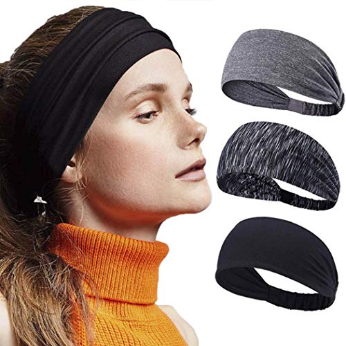 Nicute Sport Elastic Headband Turban Wide Head Wrap Fashion Running Hairband for Women and Girls(Pack of 3)