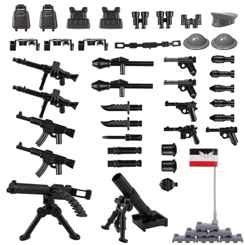 Image of Military Weapons Pack 41 Pcs German Accessories Kits Toys, Army Equipment Gear WW2 Guns for Boys 6+, Compatible with Mini Figure of Major Brand