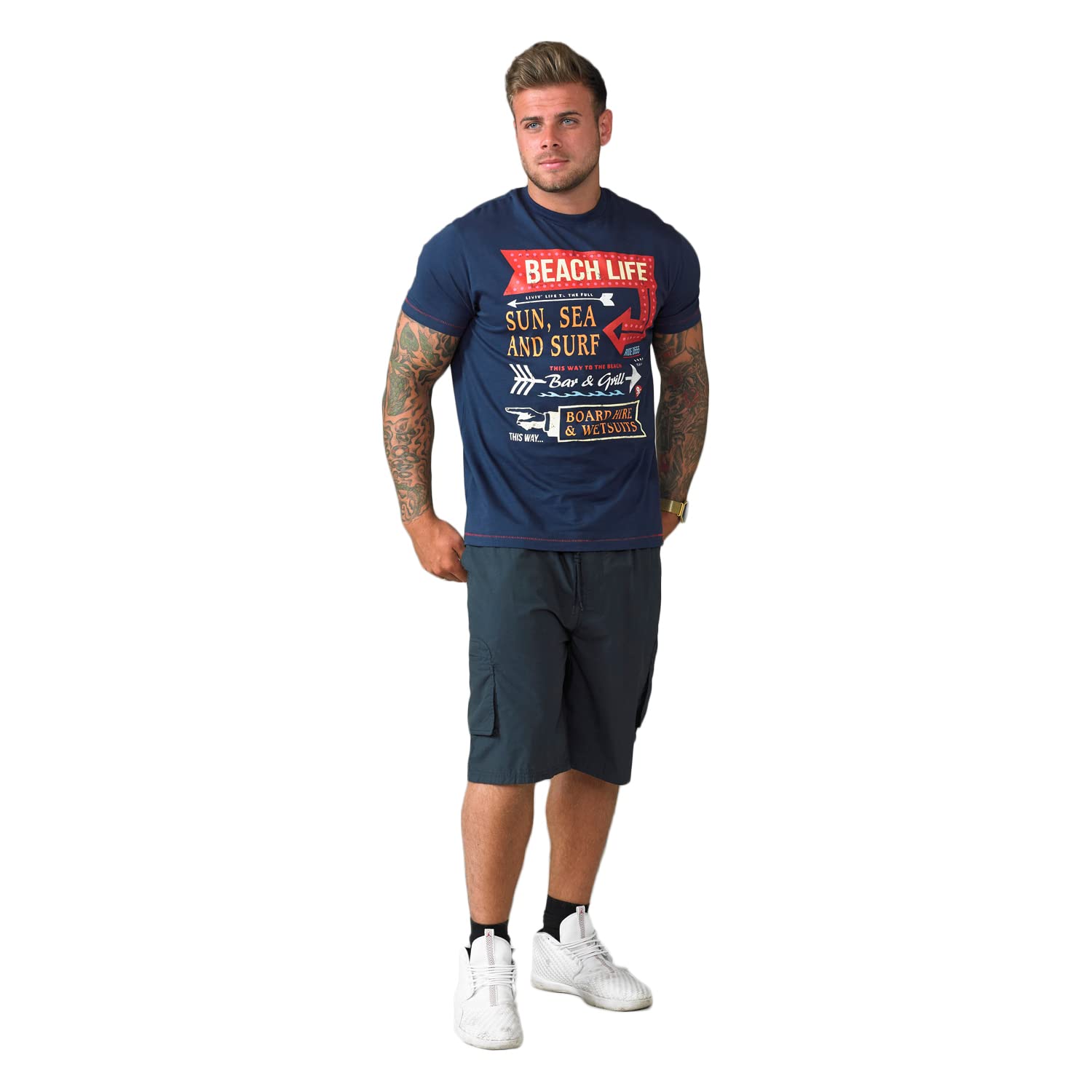 DUKE D555 Mens King Size Big Tall Nick Cargo Short Navy - Size 3XL