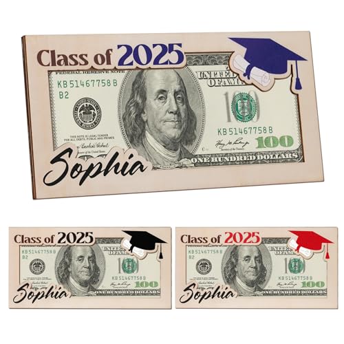 Personalized Wooden Graduation Money Holder 2025, Custom Engraved Name Gift Box for Cash & Cards, Class of 2025 Graduation Gifts for Men & Women, Laser Engraved Keepsake ﻿