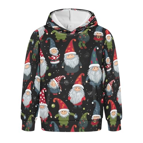 Kids Hoodies Sweaters Christmas Xmas Gnome Dwarfs Hooded Sweatshirts with Big Pockets for Boys Girls B0400450