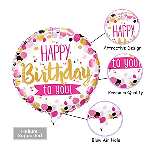 Image of AMFIN (Pack of 2) 17 Inch Happy Birthday Round Foil Balloons /Happy Birthday Balloons for Decoration /Birthday Theme Party Decorations